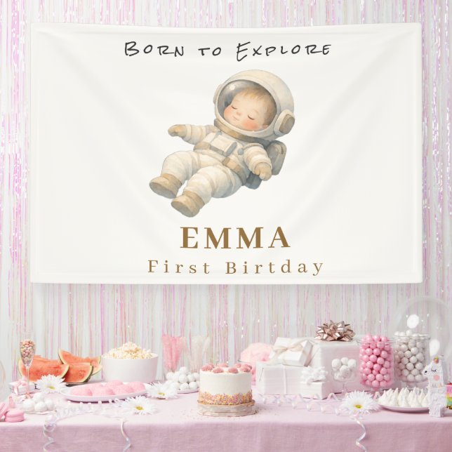 Lona Bandera de Cumpleaños del Astronauta Bebé para su  (Fiesta)