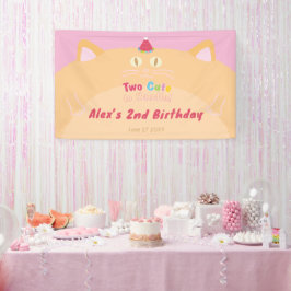Lona Bandera de cumpleaños del gato "Dos Cute para Mane
