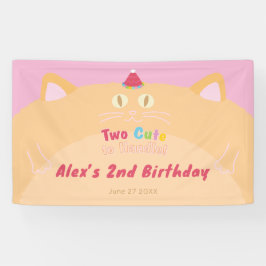 Lona Bandera de cumpleaños del gato "Dos Cute para Mane