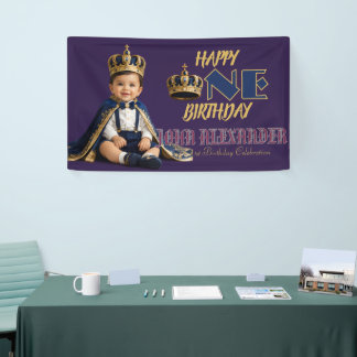 Lona Bandera de cumpleaños del pequeño rey