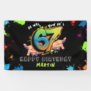 Lona Bandera de cumpleaños graffiti meme 6 7 Seis Siete