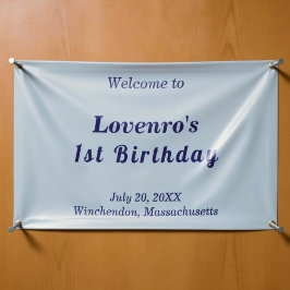 Lona Bandera de cumpleaños infantil azul claro minimali