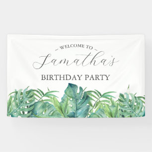 Lona Bandera de Cumpleaños Luau Tropical