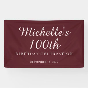 Lona Bandera de cumpleaños número 100 de Borgoña