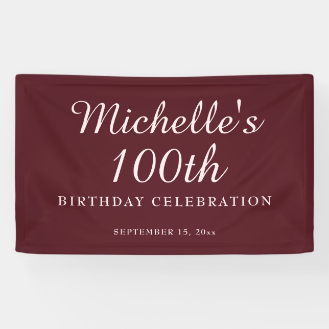 Lona Bandera de cumpleaños número 100 de Borgoña (Horizontal)