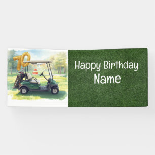 Lona Bandera de cumpleaños número 70 de Golf con carrit