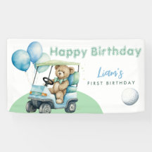 Bandera de cumpleaños Par-Tee Golf Boy Hole In One