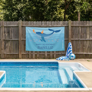 Lona Bandera de cumpleaños para niños: Una ballena de d