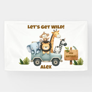 Lona Bandera de cumpleaños para Safari de la Jungla Le