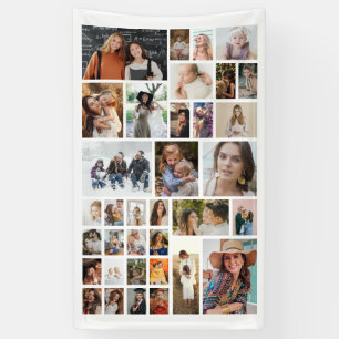 Lona Bandera de cumpleaños personalizada con collage de