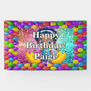 Lona Bandera de cumpleaños personalizada con personaje 