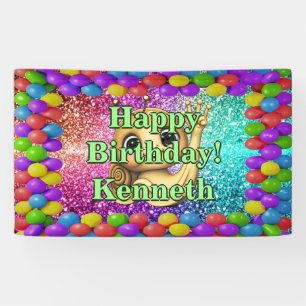 Lona Bandera de cumpleaños personalizada de caracol