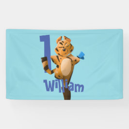 Lona Bandera de Cumpleaños Personalizada de Tigre a Cua