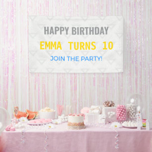 Lona Bandera de Cumpleaños   Personalizada   Fiesta   N