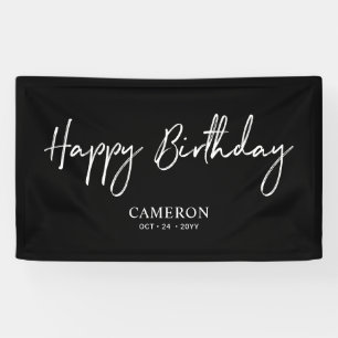 Lona Bandera de Cumpleaños Personalizada Minimalista en