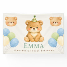 Bandera de cumpleaños personalizada Onederful Bear