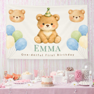 Lona Bandera de cumpleaños personalizada Onederful Bear