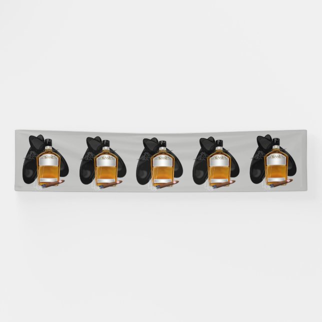 Lona Bandera de cumpleaños repetido de Whiskey y Cigarr (Horizontal)