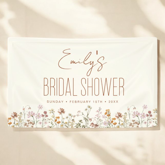 Lona Bandera de ducha de novia boho de flores silvestre (Subido por el creador)
