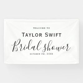 Lona Bandera de Ducha de Novia con Caligrafía Negra