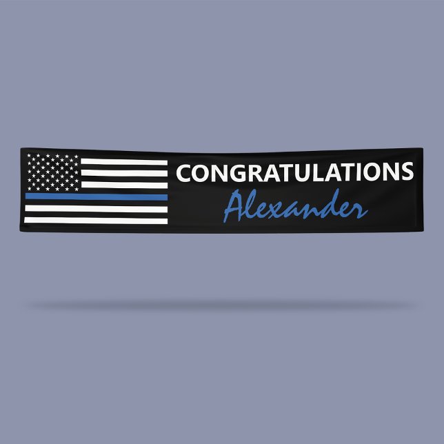 Lona Bandera de EEUU | Línea Azul delgada (Subido por el creador)