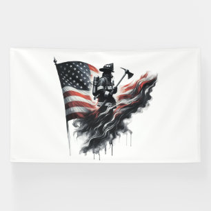 Lona Bandera de Estados Unidos. Bombero