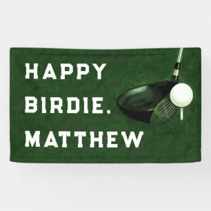 Lona Bandera de Feliz Cumpleaños de Golf