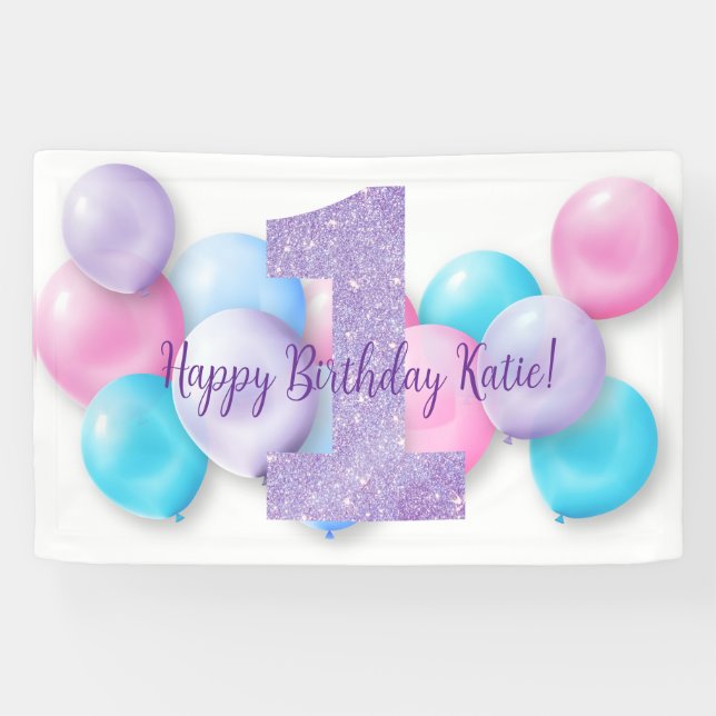 Lona Bandera de Feliz Cumpleaños - Personalizada (Horizontal)