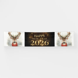 Lona bandera de fiesta de año nuevo de oro negro