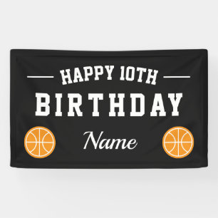 Lona Bandera de fiesta de cumpleaños de baloncesto para
