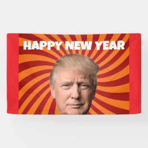 LONA BANDERA DE FIESTA DE DONALD TRUMP AÑO NUEVO FELIZ