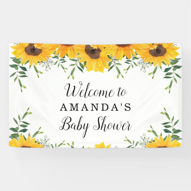 Lona Bandera de fondo de Baby Shower girasol (Horizontal)
