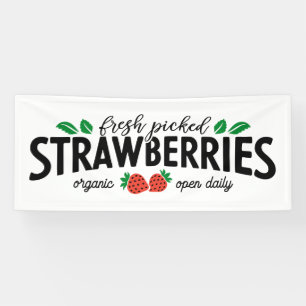 Lona Bandera de fresas recién recolectadas de los agric