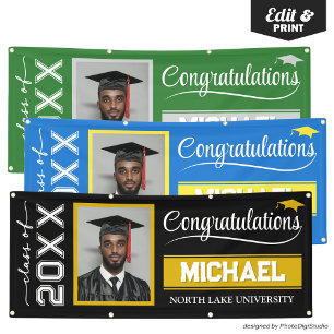 Lona Bandera de graduación editable 2026 con nombre y e