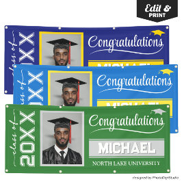 Lona Bandera de graduación editable 2026 con nombre y e
