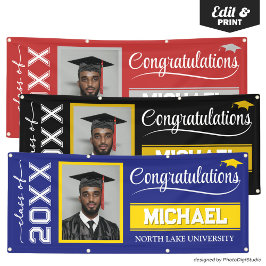 Lona Bandera de graduación editable 2026 con nombre y e