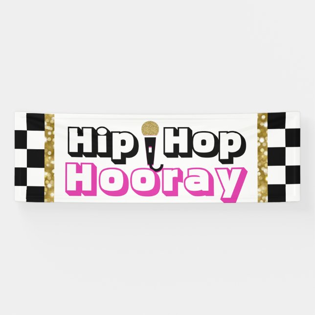 Lona Bandera de Hip Hop Hooray {chica} Baby Shower (Horizontal)