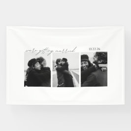 Lona Bandera de Invitación de Boda en Blanco y Negro –