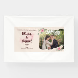 Lona Bandera de Invitación de Boda Romántica – Acuarela