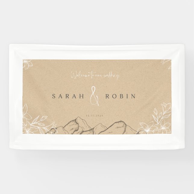 Lona Bandera de Invitación de Boda Rústica – Ba Tan Tex (Horizontal)