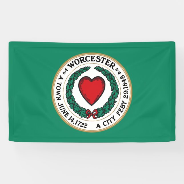 Lona Bandera de la ciudad de Worcester (Massachusetts) (Horizontal)