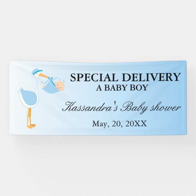 Lona Bandera de la ducha del bebé de la cigüeña de la (Horizontal)