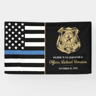 Lona Bandera de la Línea Azul de la Policía Felicitacio