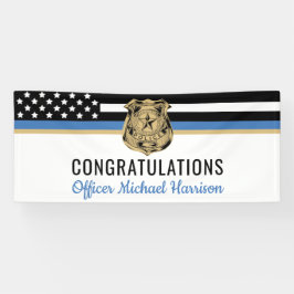 Lona Bandera de la Línea Azul de la Policía Felicitacio