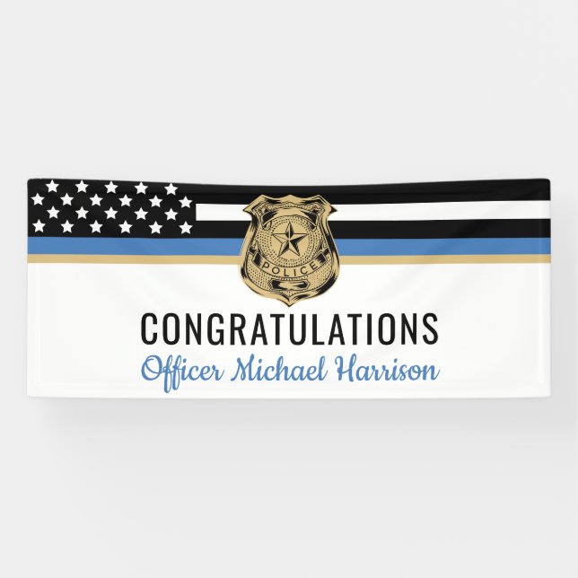 Lona Bandera de la Línea Azul de la Policía Felicitacio (Horizontal)