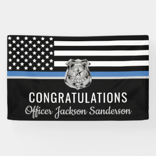Lona Bandera de la línea azul de la policía Jubilación