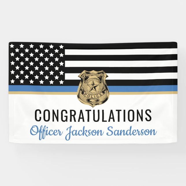 Lona Bandera de la Línea Azul de la policía: Retiro (Horizontal)