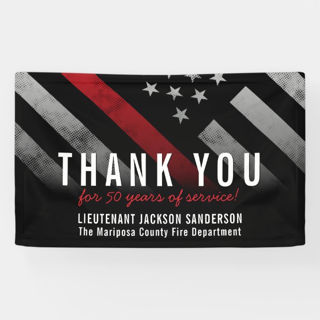 Lona Bandera de la línea roja del aniversario de retiro (Horizontal)