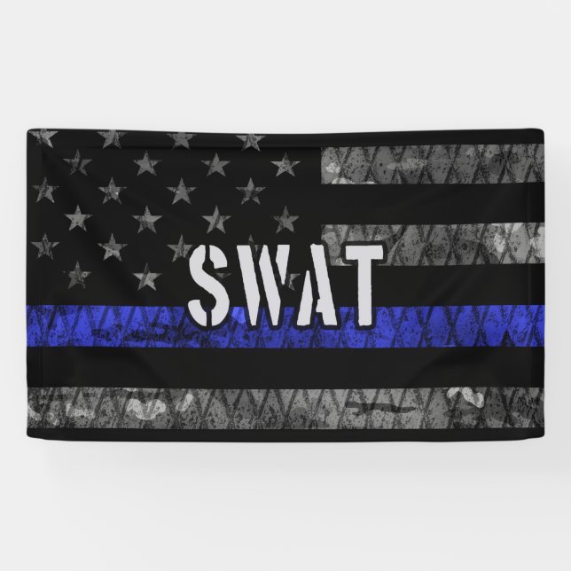 Lona Bandera de la policía de SWAT con problemas (Horizontal)
