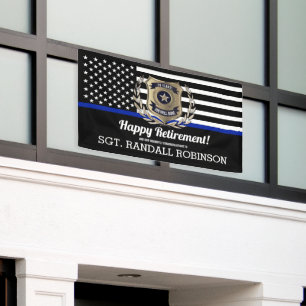 Lona Bandera de la policía delgada línea azul retiro fe